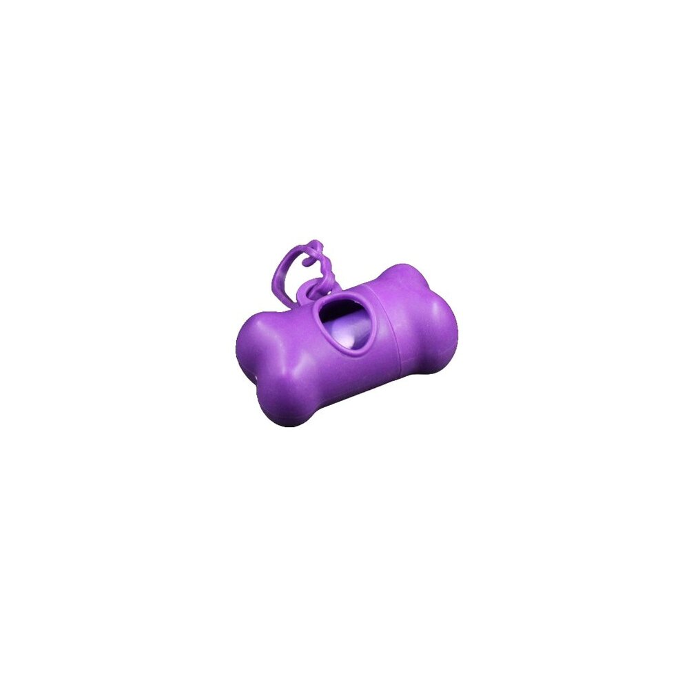 Purple Bone Shaped Poop Bag Dispenser with Poop Bags